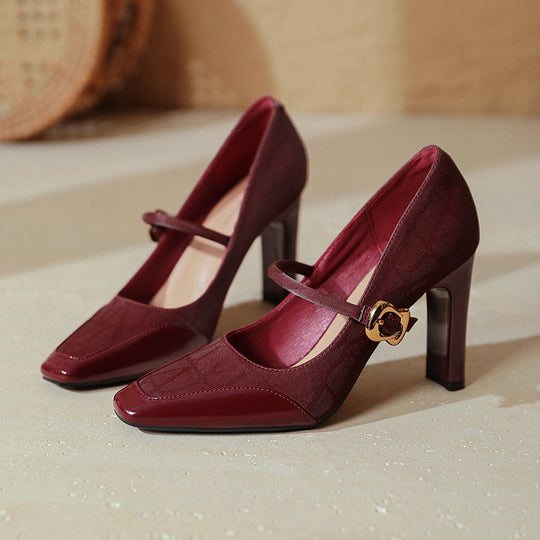 Damen elegante Mary Jane Pumps mit robustem Blockabsatz R&B