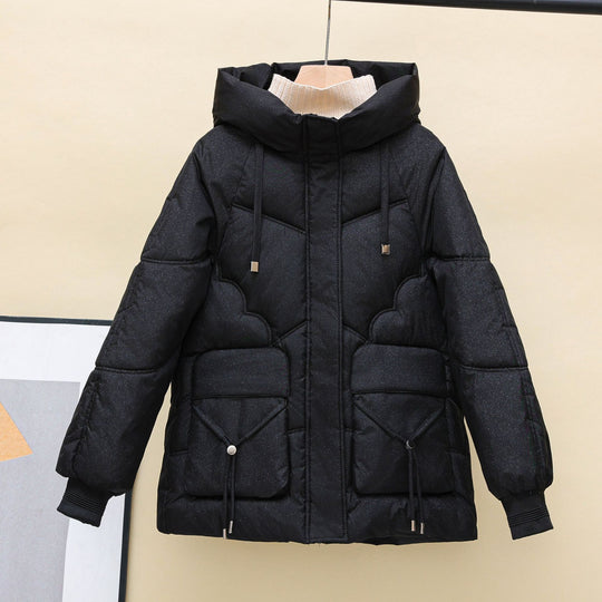 Damen gesteppte Winterjacke mit Kapuze und Herzdetails R&B