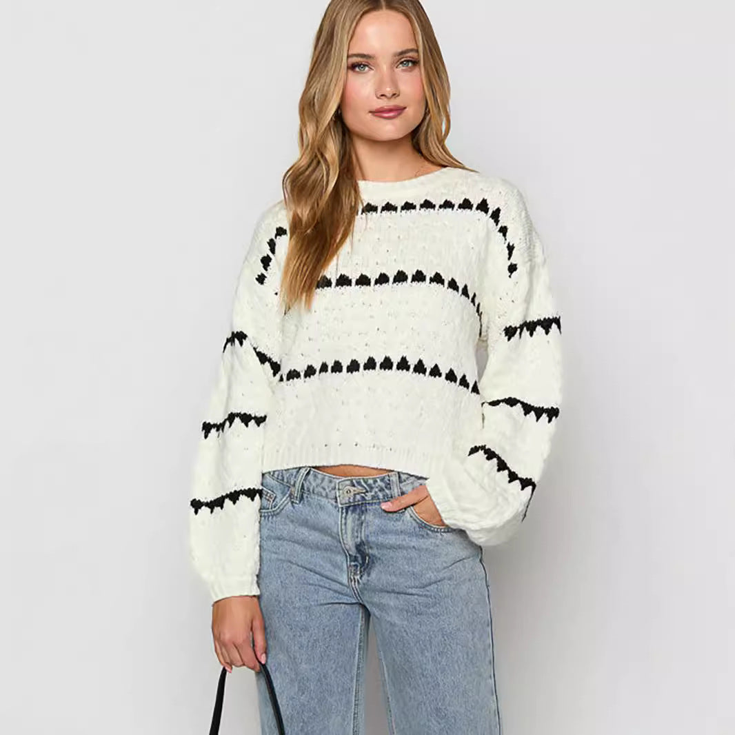 Damen Grobstrickpullover mit voluminösen Ärmeln und modernem Zopfdesign R&B