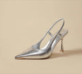 Damen elegante Slingback-Pumps aus schimmerndem Metallic-Material R&B
