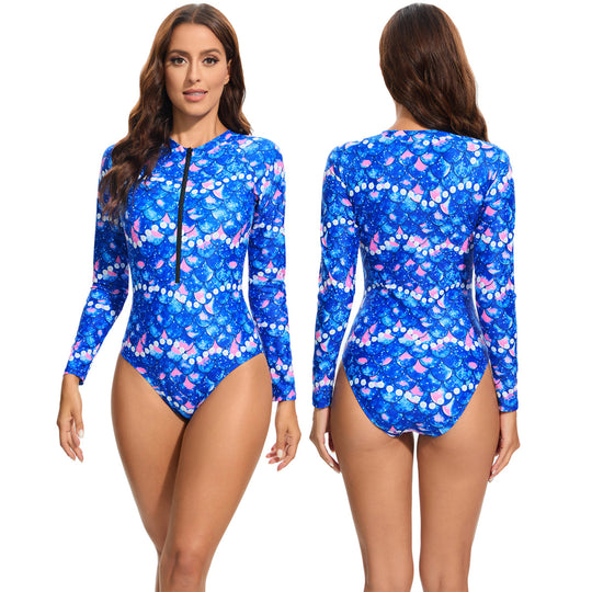 Damen Sportlicher Langarm-Badeanzug mit UV-Schutz R&B