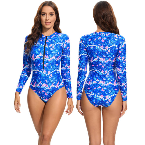 Damen Sportlicher Langarm-Badeanzug mit UV-Schutz R&B
