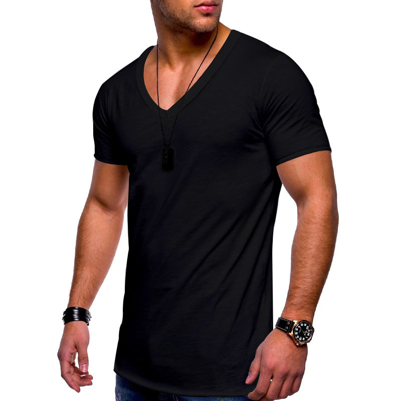 Herren nan V-Ausschnitt T‑Shirt aus feinem Jersey mit schmaler Silhouette und flachen Nähten R&B