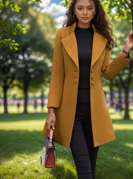 Damen eleganter und taillierter Trenchcoat mit strukturiertem Gewebe R&B