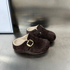 Damen Gepolsterte Wildleder-Clogs mit praktischer Schnallenverzierung R&B
