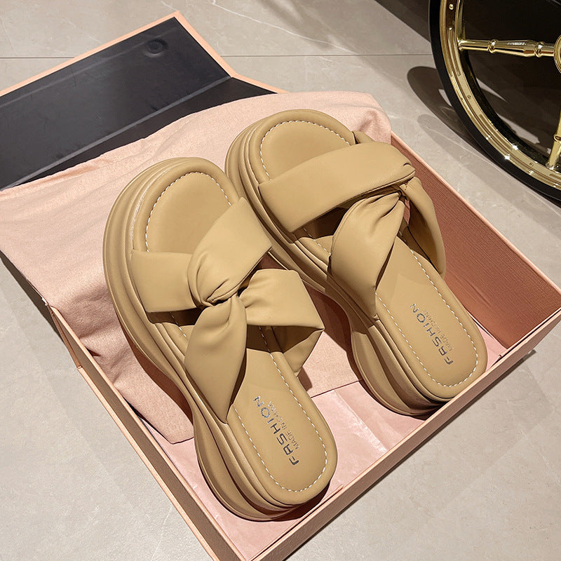 Damen modische Slipper mit elegantem Knoten-Design und bequemer Sohle EB
