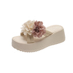 Damen modische Plateau-Sandalen mit Blumen-Applikationen R&B