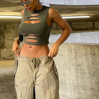Damen Cut-Out Crop-Top R&B