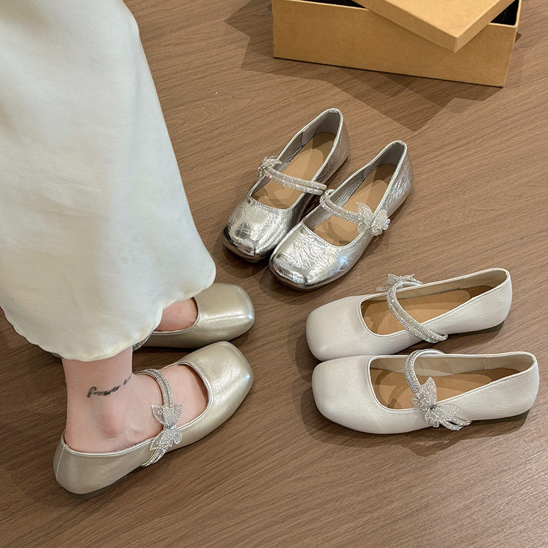 Damen elegante Ballerinas mit dekorativem Schleifen-Detail und rutschfester Sohle R&B