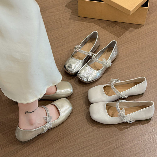 Damen elegante Ballerinas mit dekorativem Schleifen-Detail und rutschfester Sohle R&B