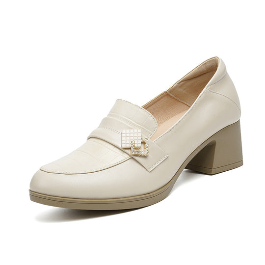 Damen Elegante Mokassins mit modischem Schmuckdetail und bequemen Blockabsatz R&B