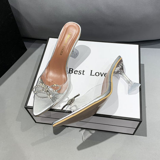 Damen elegante transparente Pumps mit Schmuckdetails R&B