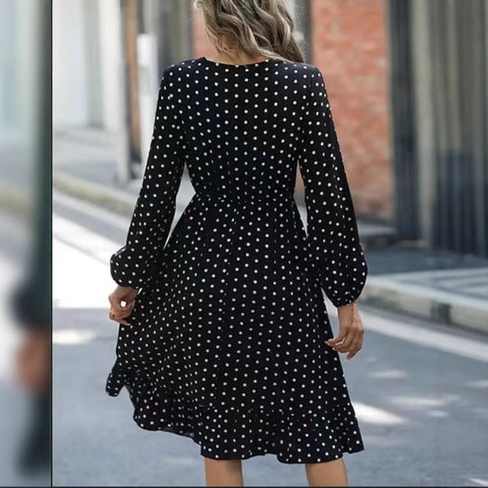 Damen Viskose Maxikleid mit voluminösen Ärmeln und Rüschensaum Heidi-Mode