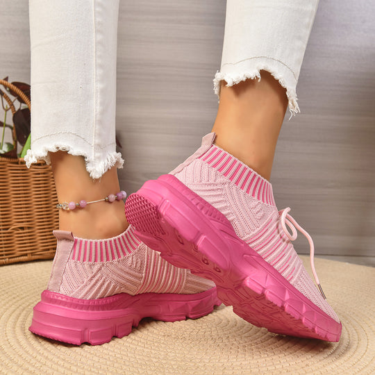 Damen trendige Slip-On Sneakers mit atmungsaktivem Strickdesign R&B