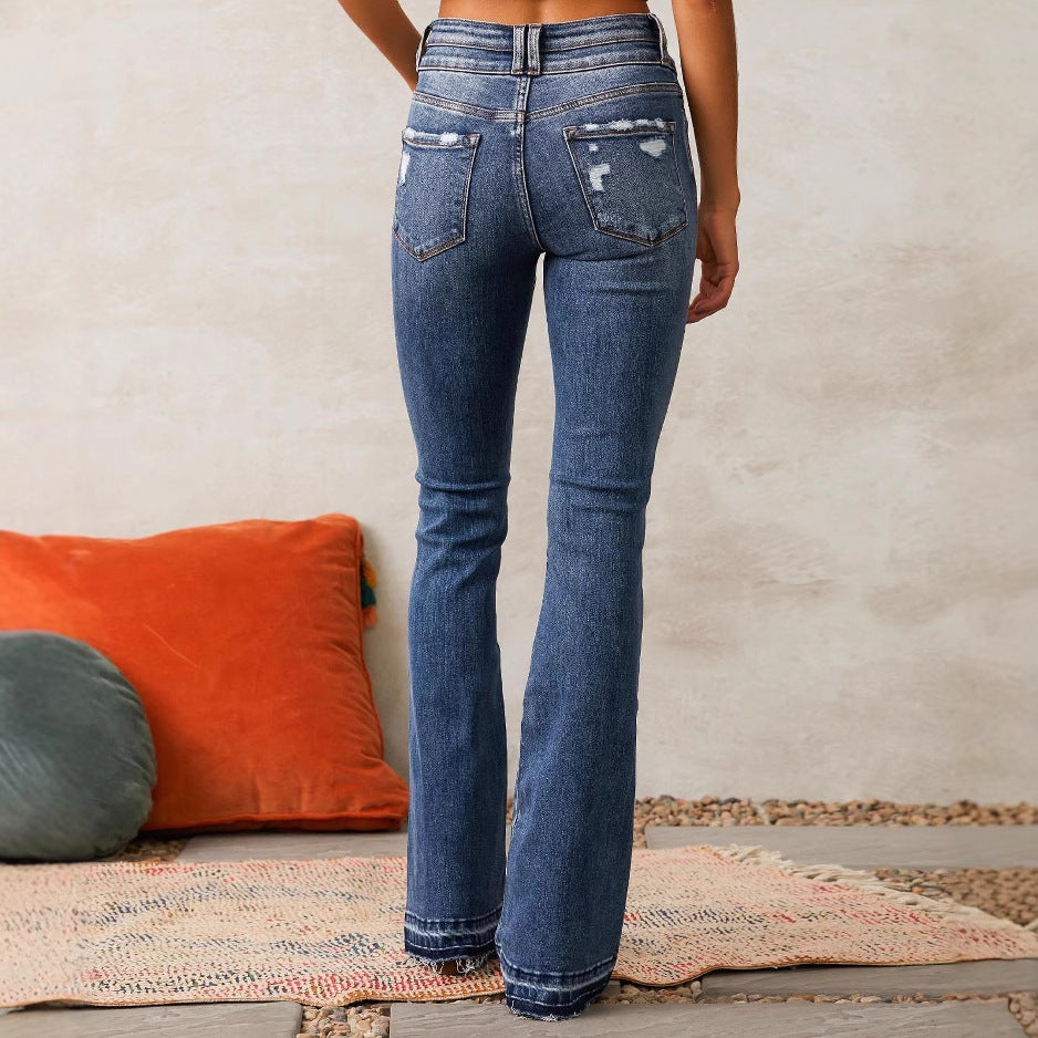 Damen Hochgeschnittene Flared Jeans R&B
