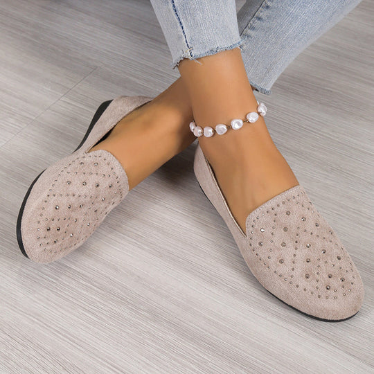 Flache Schuhe, verziert mit Strasssteinen R&B