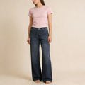 Damen Weite Stretch-Jeans mit High-Waist Passform