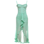Damen Schickes Maxikleid mit raffinierten Rüschendetails und bezauberndem Schlitz R&B