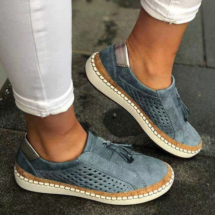 Damen Modische Slip-On Sneaker mit luftiger Lochstruktur R&B