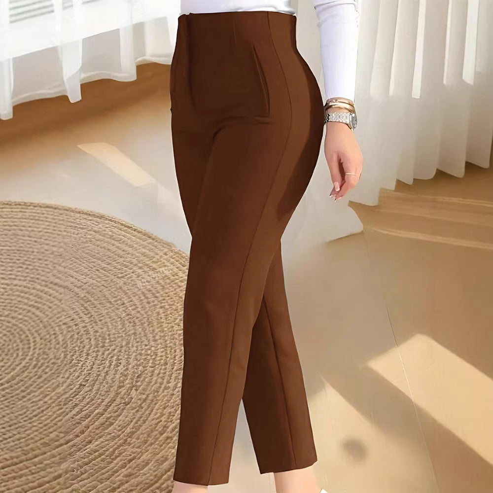 Damen elegante Anzughose mit hohen Bund und schmalem Bein EB
