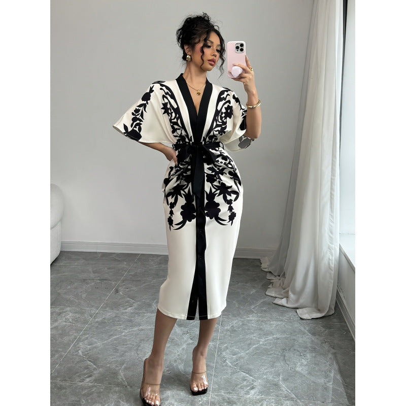 Damen Kimono-Style Kaftan-Kleid R&B