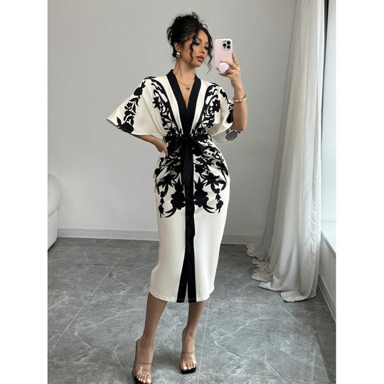 Damen Kimono-Style Kaftan-Kleid R&B