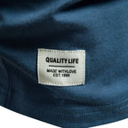 Herren Kurzarm Henley-T-Shirt mit modernem Reißverschluss und hochwertiger Baumwollmischung