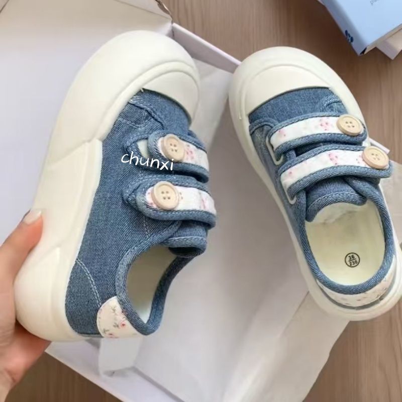 Damen Sneakers mit doppeltem Klettverschluss und floralen Details