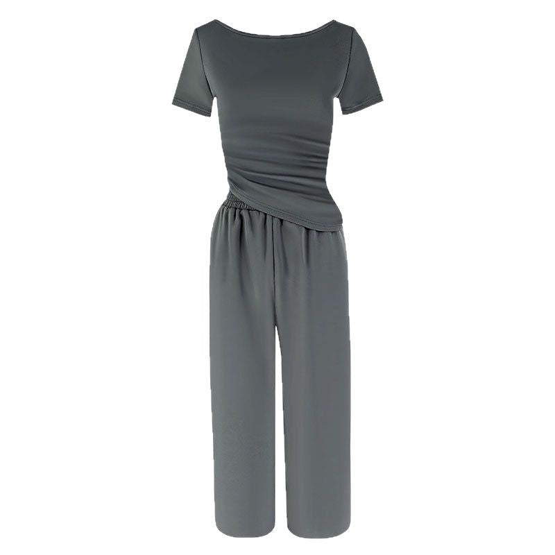 Damen Jumpsuit mit asymmetrischem Schnitt und weit geschnittenem Bein R&B