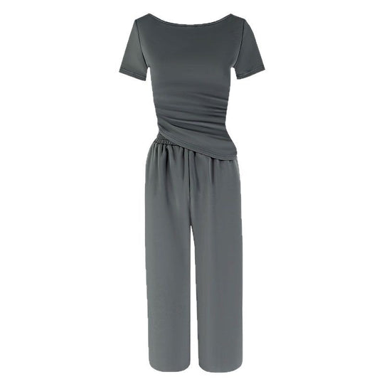 Damen Jumpsuit mit asymmetrischem Schnitt und weit geschnittenem Bein R&B
