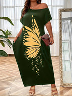 Damen Maxikleid mit elegantem Schmetterlingsmotiv R&B