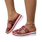 Damen Wedge-Sandalen mit modischer Schnallen-Applikation und komfortabler Fußbettung R&B