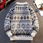 Herren gemusterter Pullover mit winterlichem Design und hohem Kragen R&B