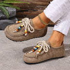 Damen Mokassin-Schuhe mit farbenfrohen Charakterperlen und rutschfester Sohle R&B