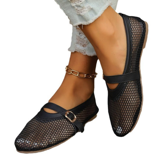 Damen Mesh-Ballerinas mit verstellbarem Riemen R&B