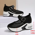 Damen Riemensandalen mit atmungsaktivem Netzoberteil und komfortablem Blockabsatz R&B