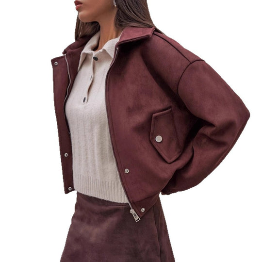 Damen Kunstlederjacke mit modernem Schnitt und praktischen Taschen R&B