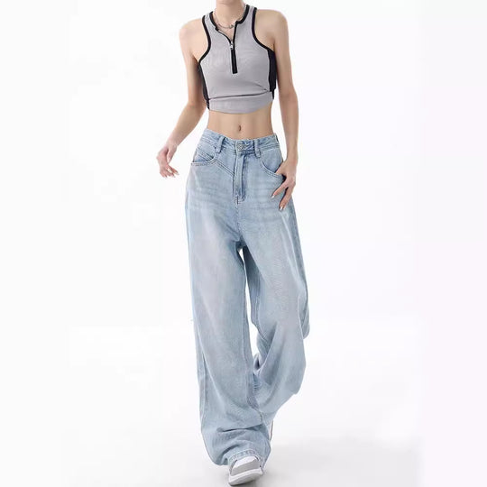 Damen Weite High-Waist Jeans mit lässigem Schnitt und modernem Design R&B