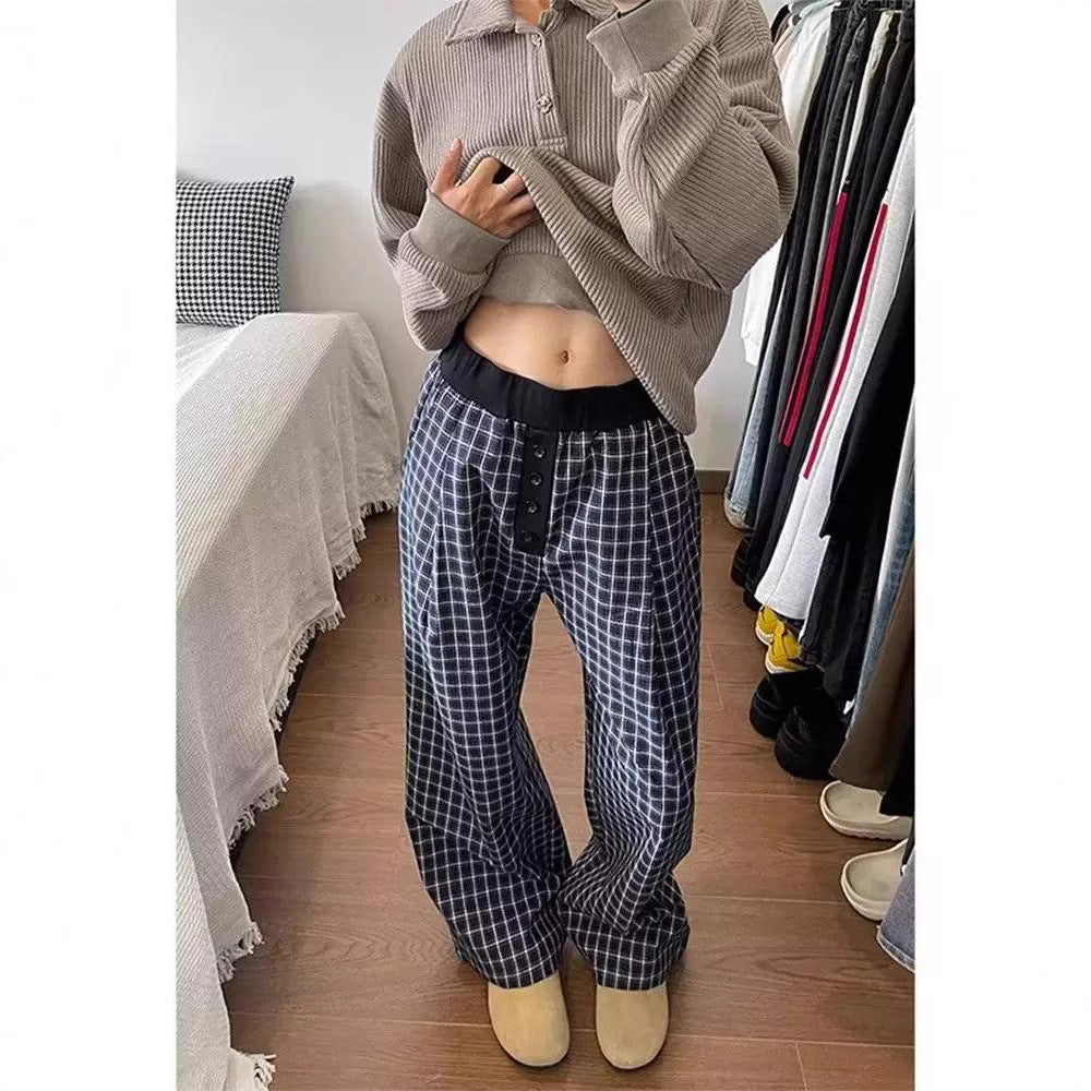 Damen Karottenhose aus weichem Material mit modischem Karo-Design