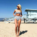 Damen Hochgeschnittener Bikini mit Rüschen-Top R&B