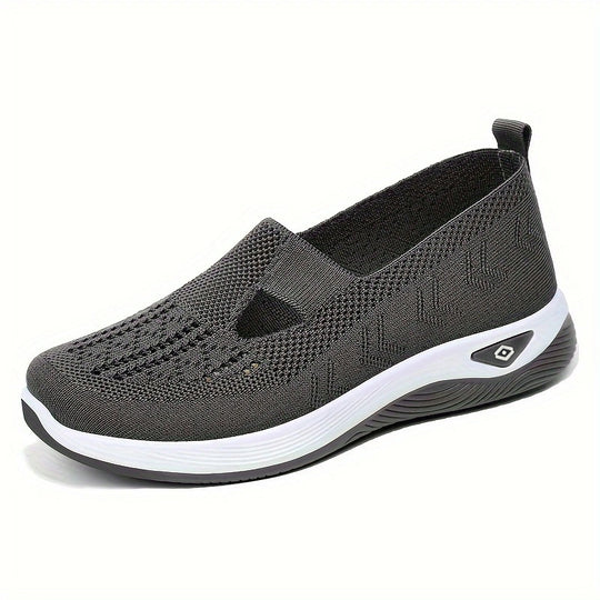 Damen Bequeme Slip-On Freizeitschuhe mit atmungsaktivem Strickoberteil R&B