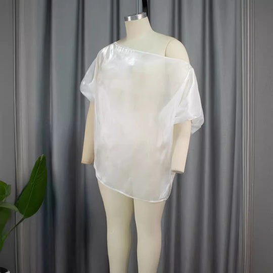 Damen Transparente Chiffon-Bluse R&B