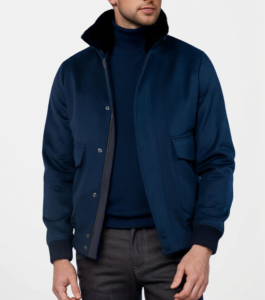 Herren stilvolle Übergangsjacke mit weichem Kragen und praktischen Eingrifftaschen R&B