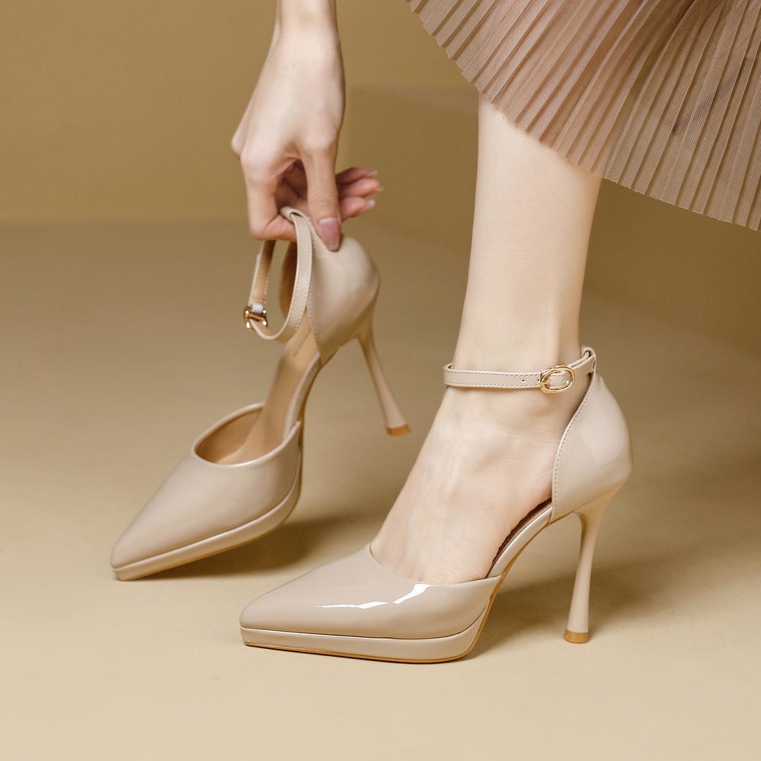 Damen elegante Pumps mit schmalem Riemen und spitz zulaufendem Design R&B