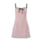 Damen Spaghetti-Trägerkleid mit eleganten Punkten und verstellbaren Riemen R&B