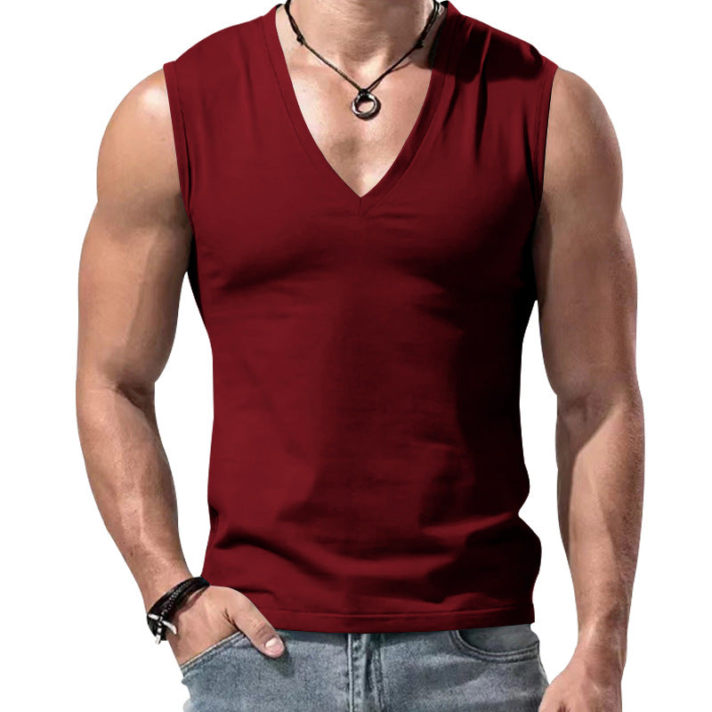 Herren nan figurbetontes ärmelloses V-Ausschnitt Muskelshirt R&B