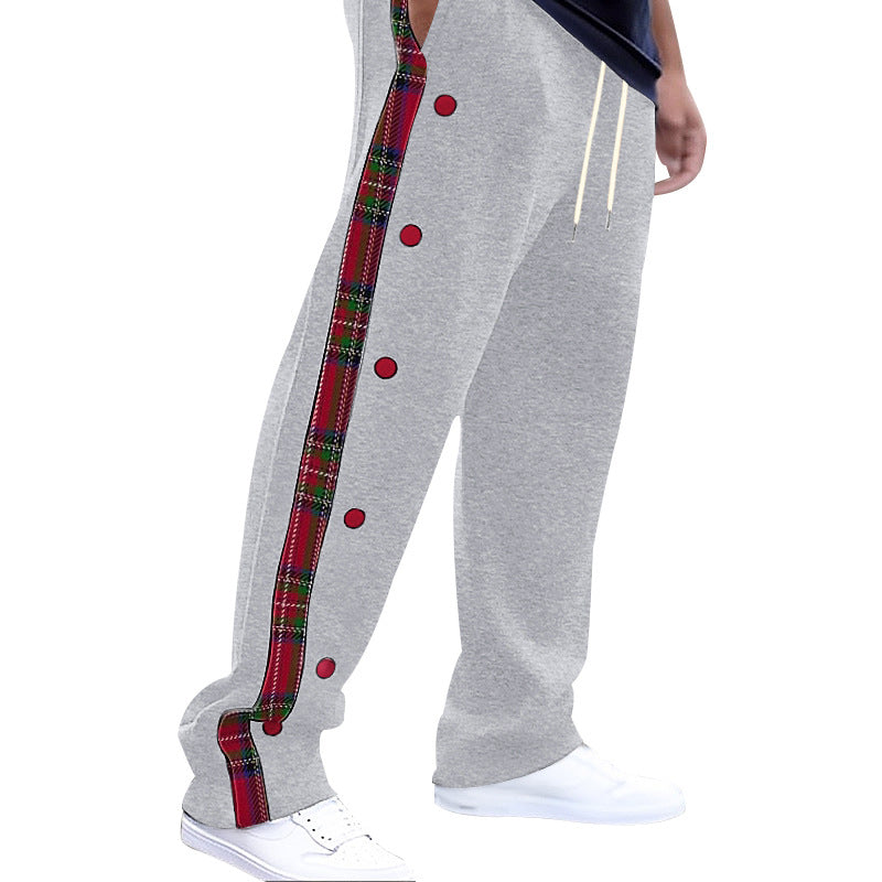 Herren Sportliche Freizeithose mit Knopfleisten und Karomuster R&B