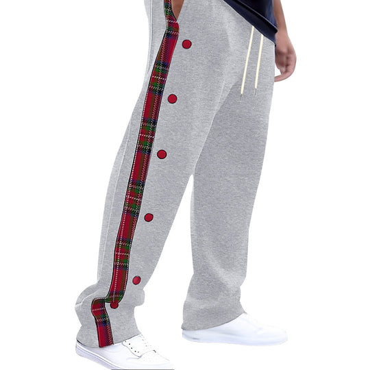 Herren Sportliche Freizeithose mit Knopfleisten und Karomuster R&B