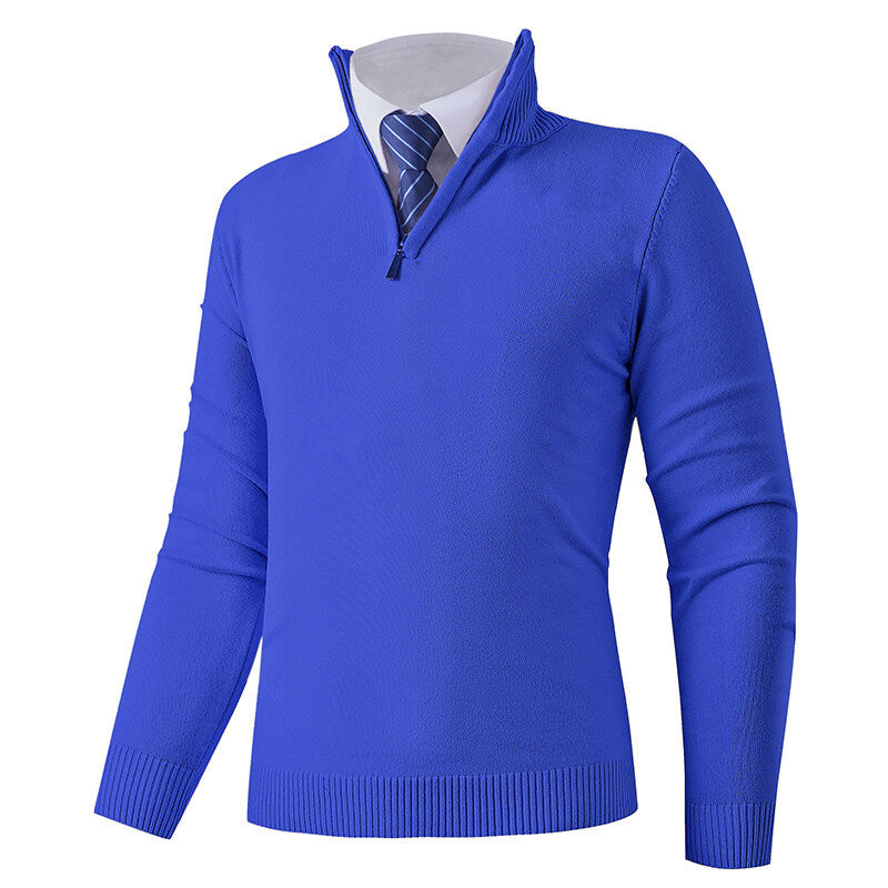 Herren Strickpullover mit modernem Reißverschluss und elastischem Saum R&B