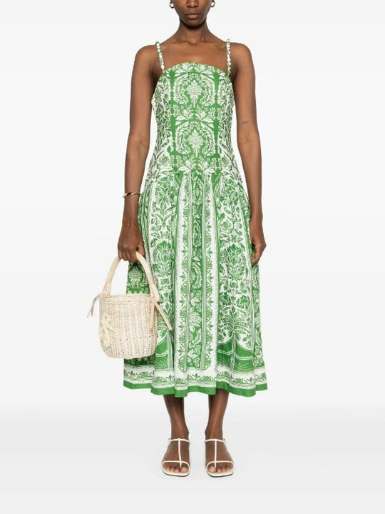 Damen Midi-Kleid mit floralem Print und Spaghetti-Trägern R&B